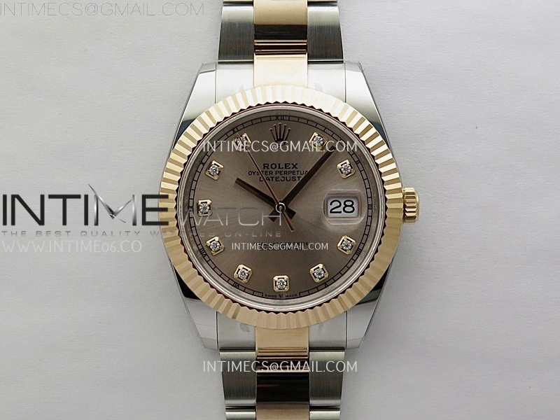 DateJust 41mm 126331 904 SS RG AR+F 1:1 RG Dial Diamond Markers On SS RG Oyster Bracelet DD3235 V2