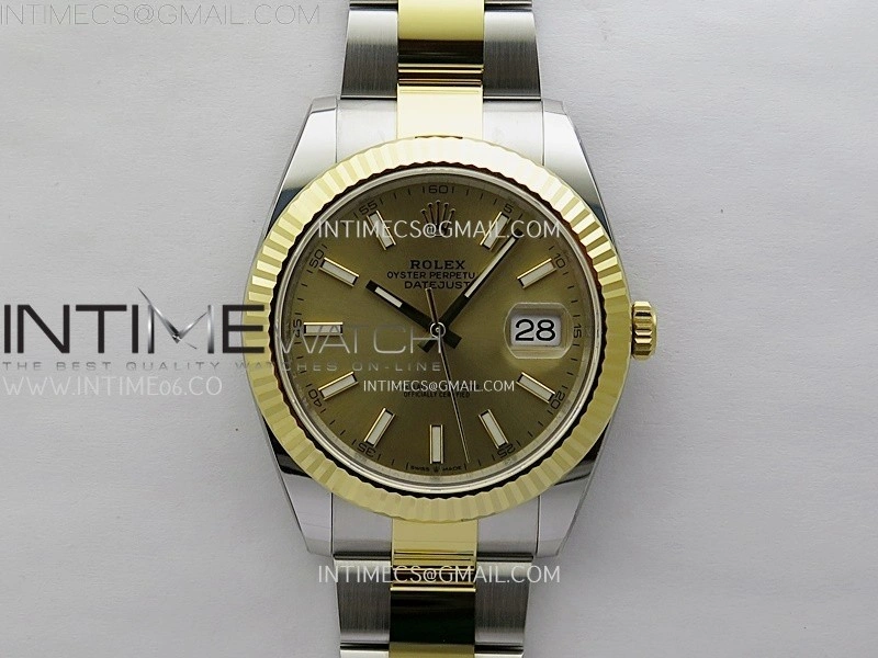 DateJust 41mm 126333 904 SS YG AR+F 1:1 Gold Dial Stick Markers On SS YG Oyster Bracelet DD3235 V2
