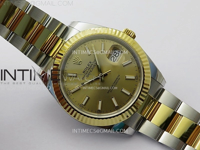DateJust 41mm 126333 904 SS YG AR+F 1:1 Gold Dial Stick Markers On SS YG Oyster Bracelet DD3235 V2