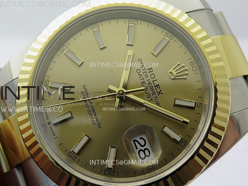 DateJust 41mm 126333 904 SS YG AR+F 1:1 Gold Dial Stick Markers On SS YG Oyster Bracelet DD3235 V2