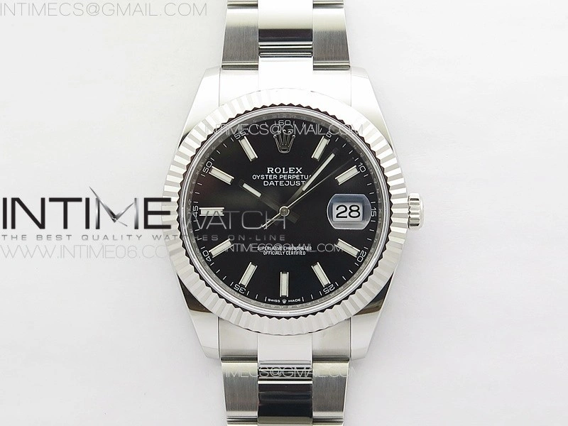 DateJust 41 126334 NTF 1:1 Best Edition 904L Steel Black Stick Dial on Oyster Bracelet VR3235
