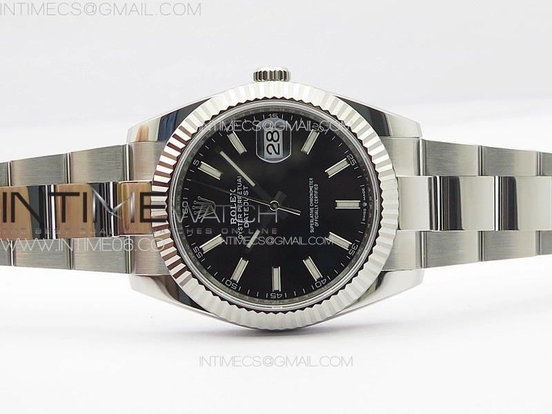DateJust 41 126334 NTF 1:1 Best Edition 904L Steel Black Stick Dial on Oyster Bracelet VR3235