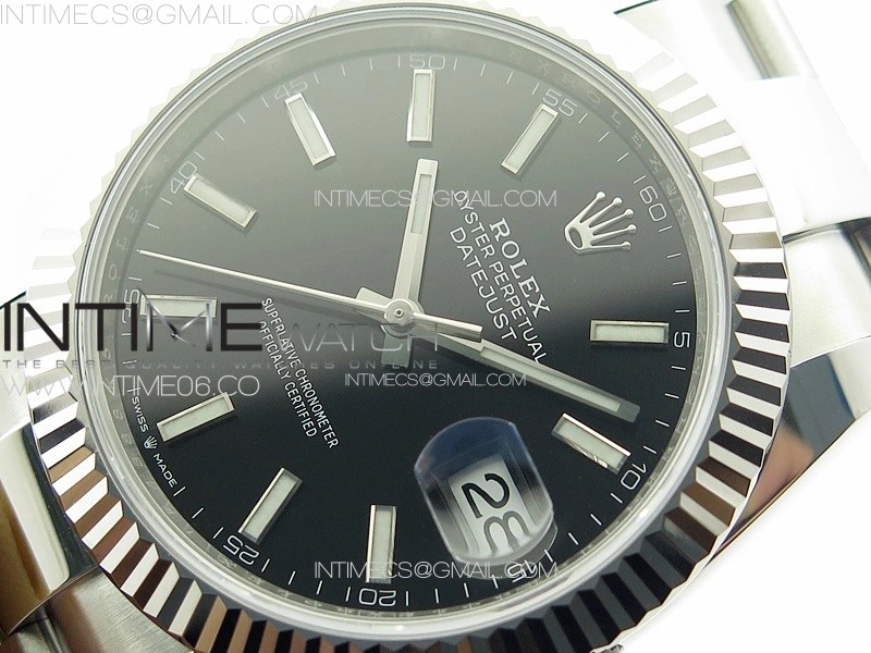 DateJust 41 126334 NTF 1:1 Best Edition 904L Steel Black Stick Dial on Oyster Bracelet VR3235
