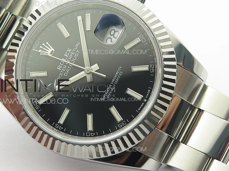 DateJust 41 126334 NTF 1:1 Best Edition 904L Steel Black Stick Dial on Oyster Bracelet VR3235