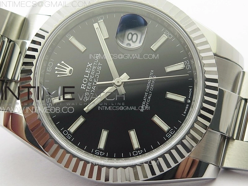 DateJust 41 126334 NTF 1:1 Best Edition 904L Steel Black Stick Dial on Oyster Bracelet VR3235