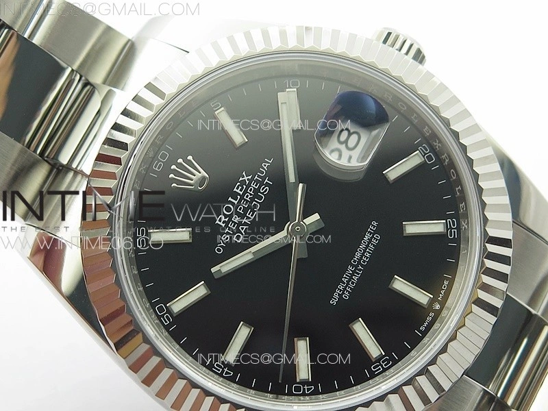 DateJust 41 126334 NTF 1:1 Best Edition 904L Steel Black Stick Dial on Oyster Bracelet VR3235