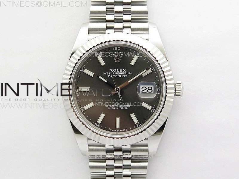 DateJust 41 126334 NTF 1:1 Best Edition 904L Steel Gray Stick Dial on Jubilee Bracelet VR3235