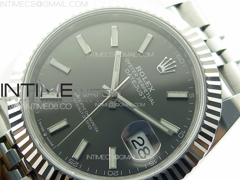 DateJust 41 126334 NTF 1:1 Best Edition 904L Steel Gray Stick Dial on Jubilee Bracelet VR3235