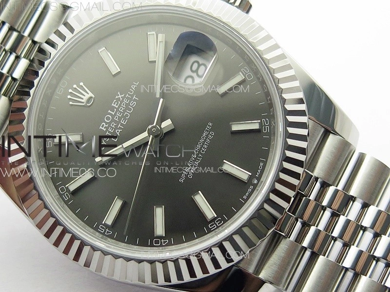 DateJust 41 126334 NTF 1:1 Best Edition 904L Steel Gray Stick Dial on Jubilee Bracelet VR3235