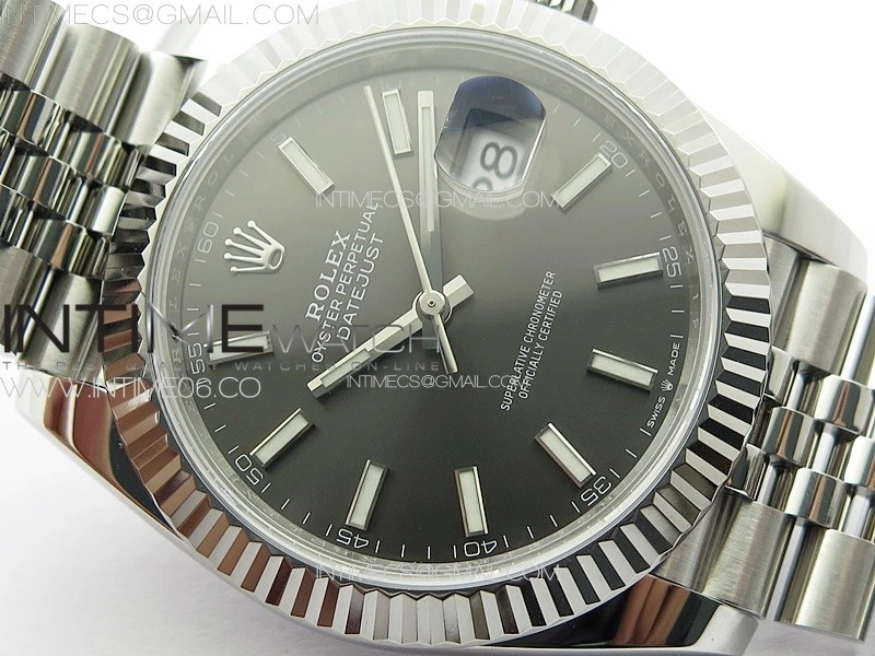 DateJust 41 126334 NTF 1:1 Best Edition 904L Steel Gray Stick Dial on Jubilee Bracelet VR3235