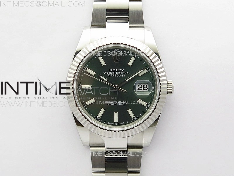 DateJust 41 126334 NTF 1:1 Best Edition 904L Steel Green Stick Dial on Oyster Bracelet VR3235