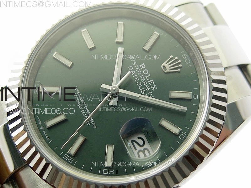 DateJust 41 126334 NTF 1:1 Best Edition 904L Steel Green Stick Dial on Oyster Bracelet VR3235