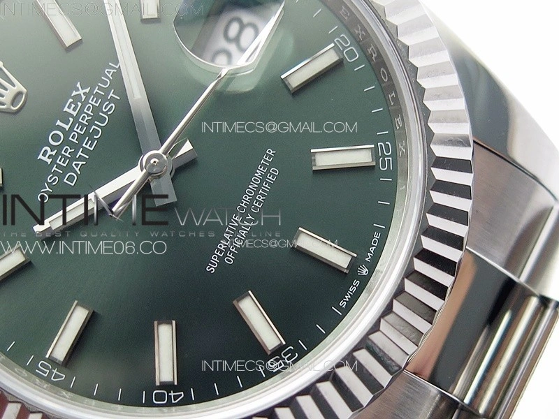 DateJust 41 126334 NTF 1:1 Best Edition 904L Steel Green Stick Dial on Oyster Bracelet VR3235