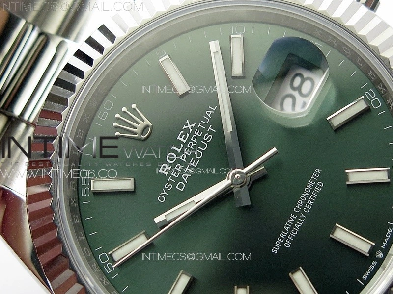 DateJust 41 126334 NTF 1:1 Best Edition 904L Steel Green Stick Dial on Oyster Bracelet VR3235