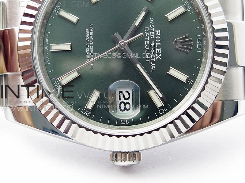 DateJust 41 126334 NTF 1:1 Best Edition 904L Steel Green Stick Dial on Oyster Bracelet VR3235