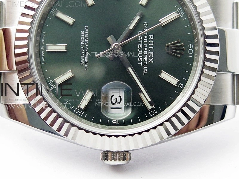 DateJust 41 126334 NTF 1:1 Best Edition 904L Steel Green Stick Dial on Oyster Bracelet VR3235