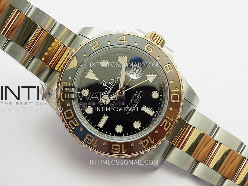 GMT Master II 126711 CHNR 904L SS RG ARF 1:1 Best Edition Black Dial On SS RG Bracelet DD3285 CHS
