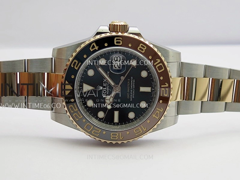 GMT Master II 126711 CHNR 904L SS RG ARF 1:1 Best Edition Black Dial On SS RG Bracelet DD3285 CHS
