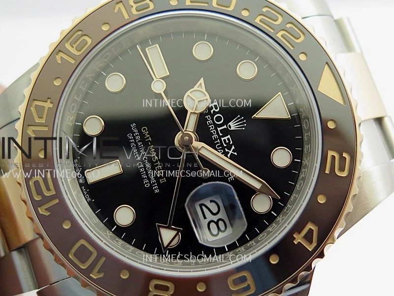 GMT Master II 126711 CHNR 904L SS RG ARF 1:1 Best Edition Black Dial On SS RG Bracelet DD3285 CHS