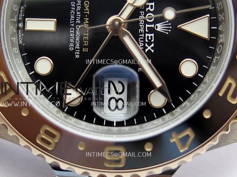 GMT Master II 126711 CHNR 904L SS RG ARF 1:1 Best Edition Black Dial On SS RG Bracelet DD3285 CHS