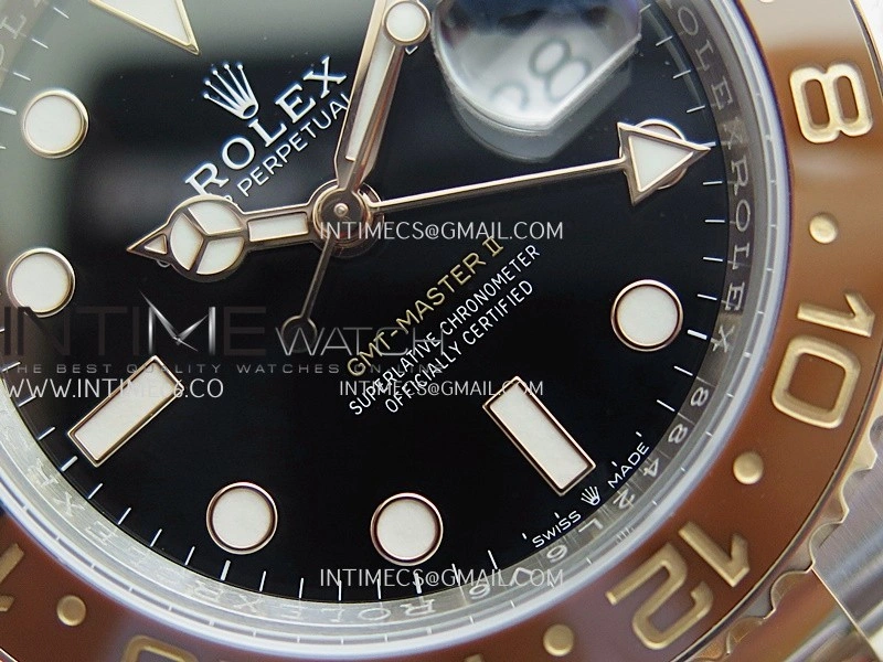 GMT Master II 126711 CHNR 904L SS RG ARF 1:1 Best Edition Black Dial On SS RG Bracelet DD3285 CHS
