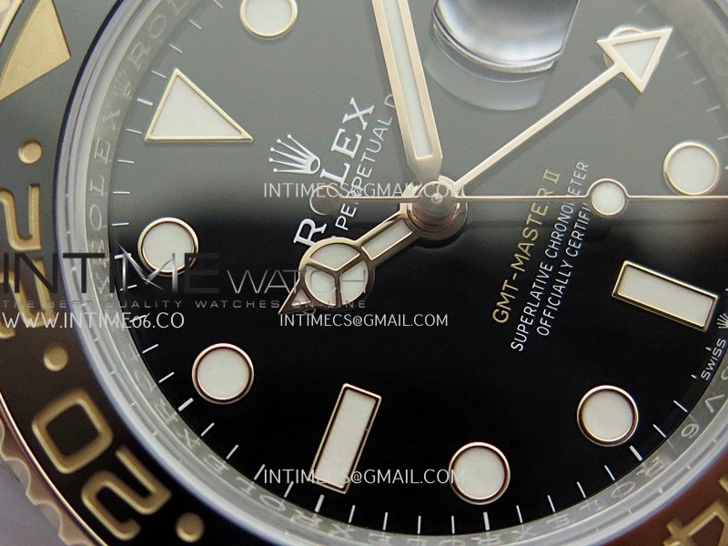 GMT Master II 126711 CHNR 904L SS RG ARF 1:1 Best Edition Black Dial On SS RG Bracelet DD3285 CHS