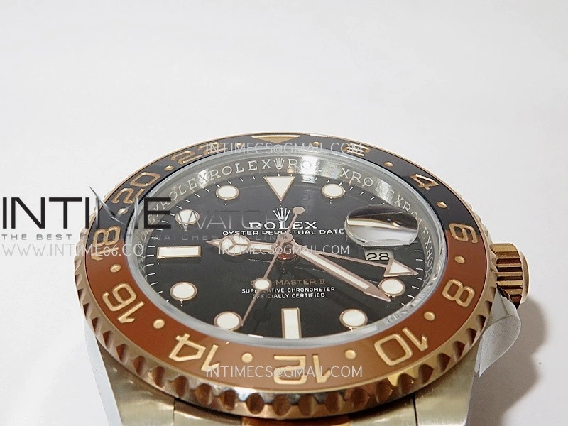 GMT Master II 126711 CHNR 904L SS RG ARF 1:1 Best Edition Black Dial On SS RG Bracelet DD3285 CHS