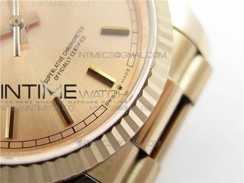 Day-Date 36 128239 RG BP Best Edition Pink Gold Sticks Markers Dial on RG President Bracelet