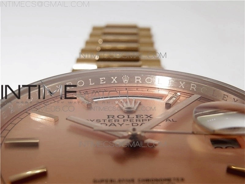 Day-Date 36 128239 RG BP Best Edition Pink Gold Sticks Markers Dial on RG President Bracelet