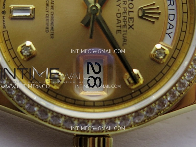 Day Date 128348 YG Gain Weight KF 1:1 Gold Dial Diamond Marker On President Bracelet A2836