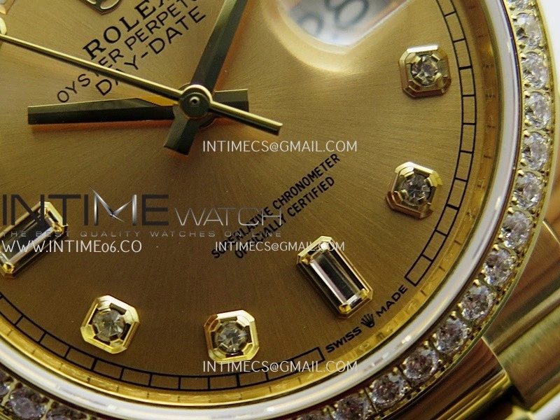 Day Date 128348 YG Gain Weight KF 1:1 Gold Dial Diamond Marker On President Bracelet A2836