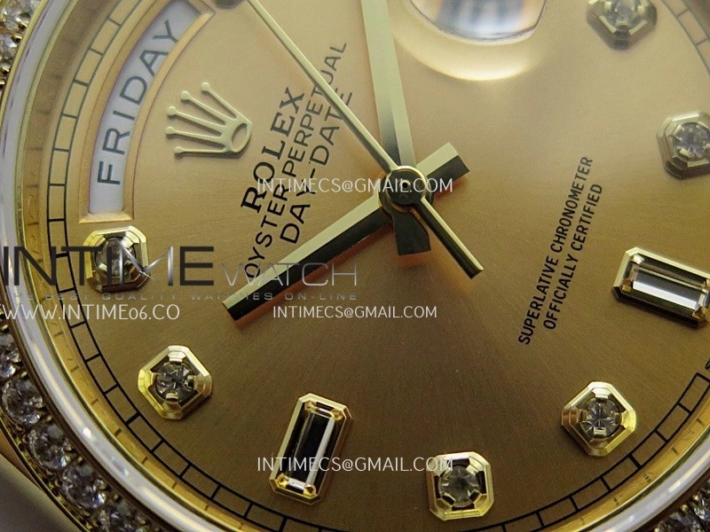 Day Date 128348 YG Gain Weight KF 1:1 Gold Dial Diamond Marker On President Bracelet A2836