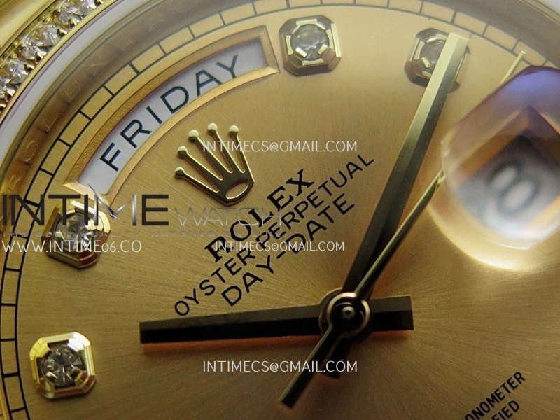 Day Date 128348 YG Gain Weight KF 1:1 Gold Dial Diamond Marker On President Bracelet A2836