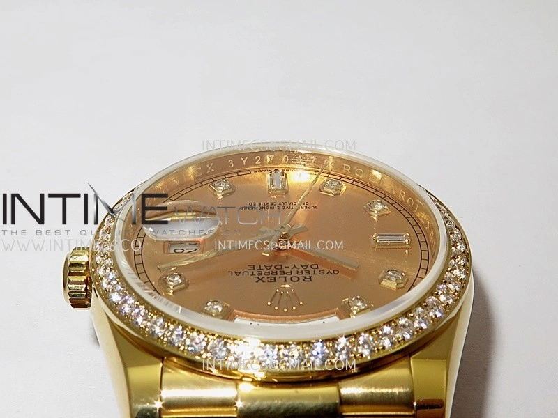 Day Date 128348 YG Gain Weight KF 1:1 Gold Dial Diamond Marker On President Bracelet A2836