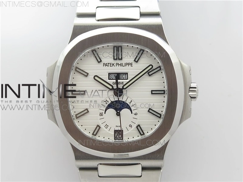Nautilus 5726 1A-014 SS GRF 1:1 Best Edition White Dial Working Annual Calendaron SS BRACELET A.324
