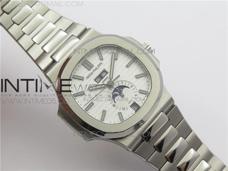 Nautilus 5726 1A-014 SS GRF 1:1 Best Edition White Dial Working Annual Calendaron SS BRACELET A.324