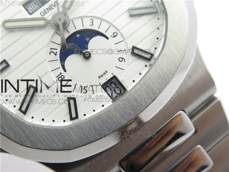 Nautilus 5726 1A-014 SS GRF 1:1 Best Edition White Dial Working Annual Calendaron SS BRACELET A.324