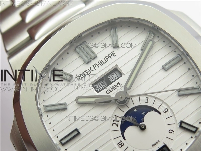 Nautilus 5726 1A-014 SS GRF 1:1 Best Edition White Dial Working Annual Calendaron SS BRACELET A.324