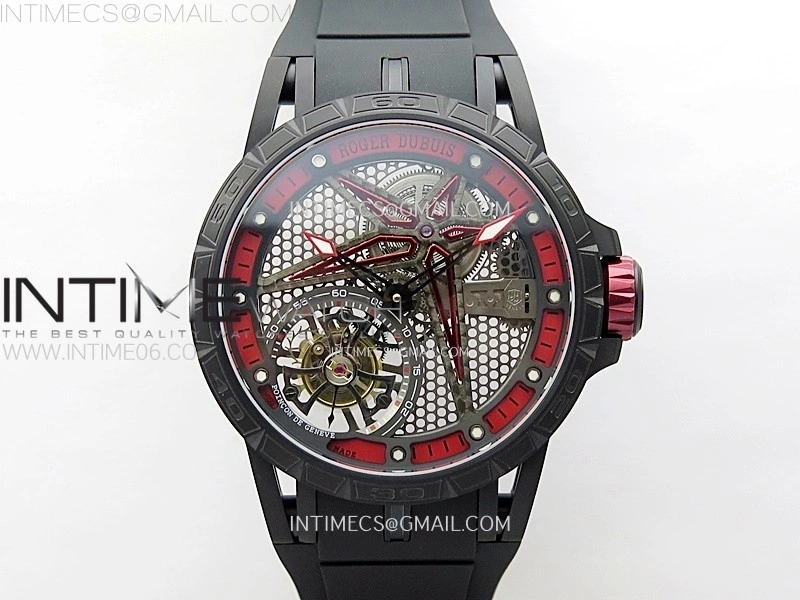 Excalibur Rddbex0815 DLC Ti BBR Best Edition Red Skeleton Dial on Black Rubber Strap Asian RD505SQ