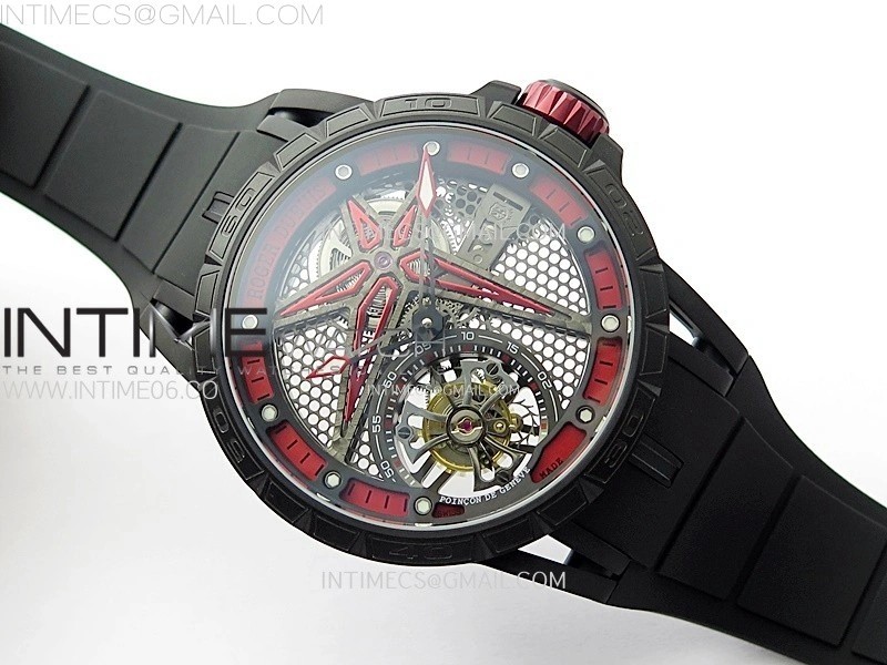 Excalibur Rddbex0815 DLC Ti BBR Best Edition Red Skeleton Dial on Black Rubber Strap Asian RD505SQ