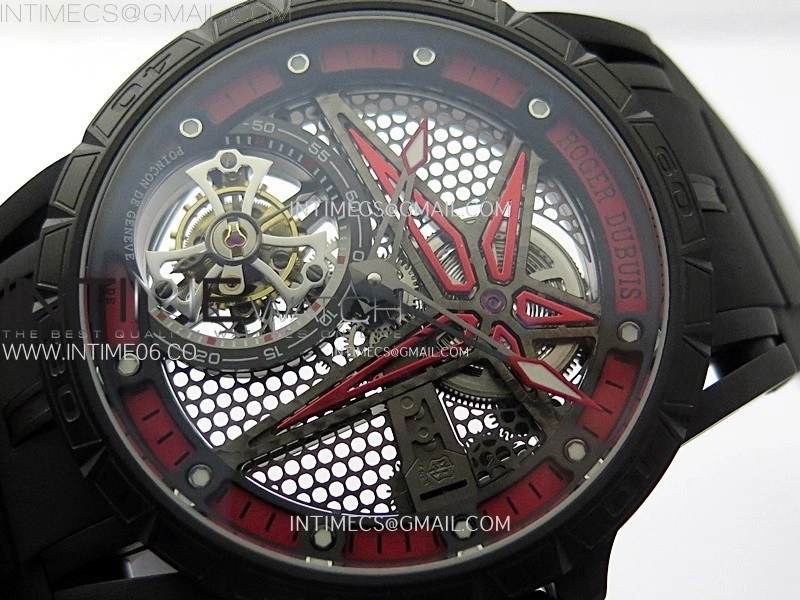 Excalibur Rddbex0815 DLC Ti BBR Best Edition Red Skeleton Dial on Black Rubber Strap Asian RD505SQ