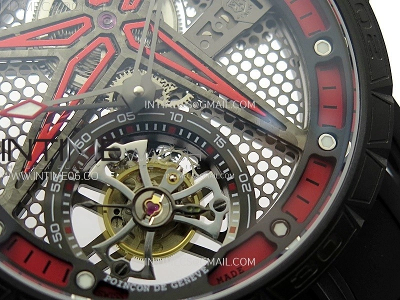 Excalibur Rddbex0815 DLC Ti BBR Best Edition Red Skeleton Dial on Black Rubber Strap Asian RD505SQ