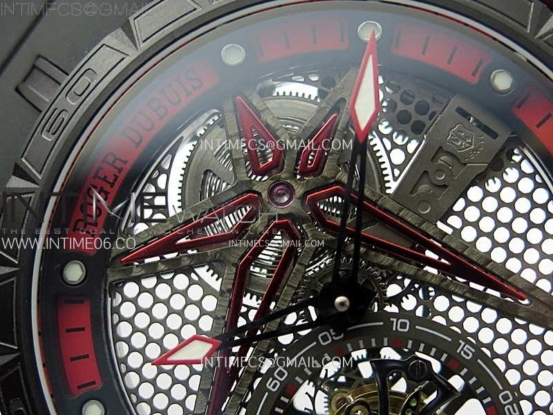 Excalibur Rddbex0815 DLC Ti BBR Best Edition Red Skeleton Dial on Black Rubber Strap Asian RD505SQ