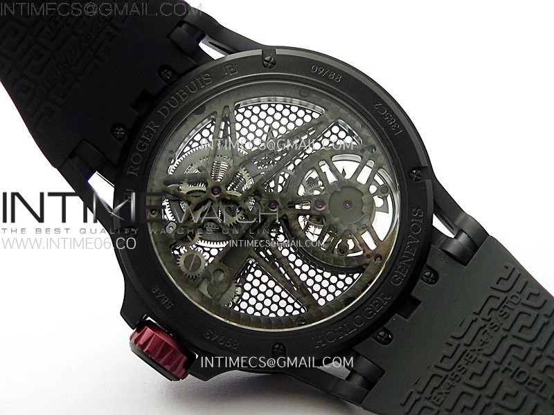 Excalibur Rddbex0815 DLC Ti BBR Best Edition Red Skeleton Dial on Black Rubber Strap Asian RD505SQ