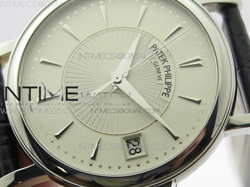 Calatrava 5153G-010 SS ZF 1:1 Best Edition White textured dial on Black Leather Strap A324CS
