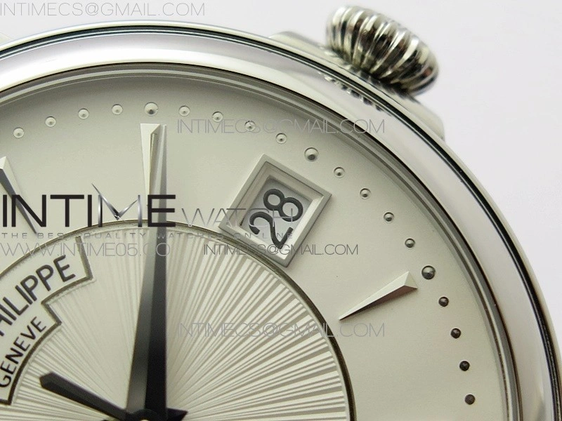 Calatrava 5153G-010 SS ZF 1:1 Best Edition White textured dial on Black Leather Strap A324CS
