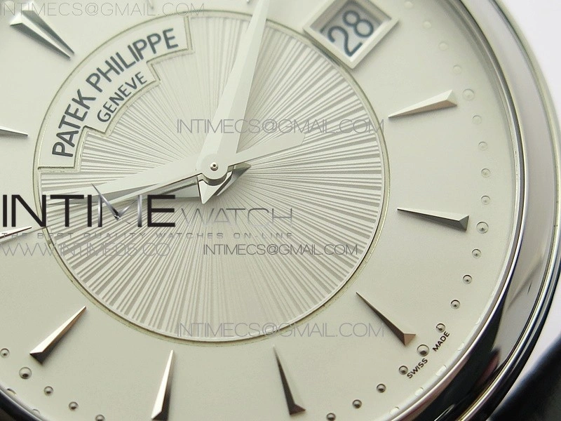 Calatrava 5153G-010 SS ZF 1:1 Best Edition White textured dial on Black Leather Strap A324CS