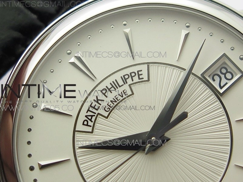 Calatrava 5153G-010 SS ZF 1:1 Best Edition White textured dial on Black Leather Strap A324CS