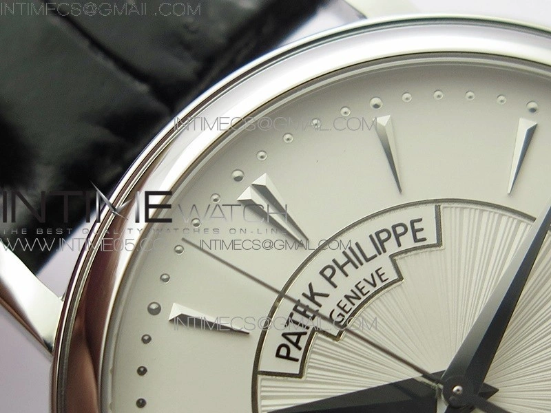 Calatrava 5153G-010 SS ZF 1:1 Best Edition White textured dial on Black Leather Strap A324CS