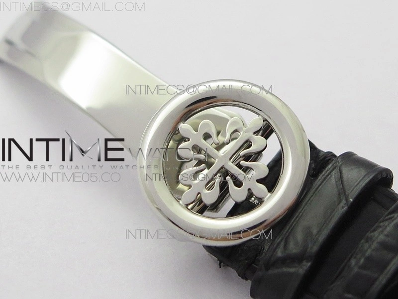 Calatrava 5153G-010 SS ZF 1:1 Best Edition White textured dial on Black Leather Strap A324CS